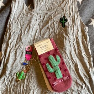 🌵 Cactus Lover LOT Tank, Keychain and Ankle Socks